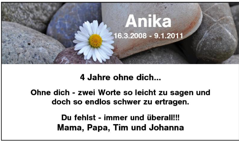  Traueranzeige für Anika Bergner vom 09.01.2015 aus Westdeutsche Allgemeine Zeitung